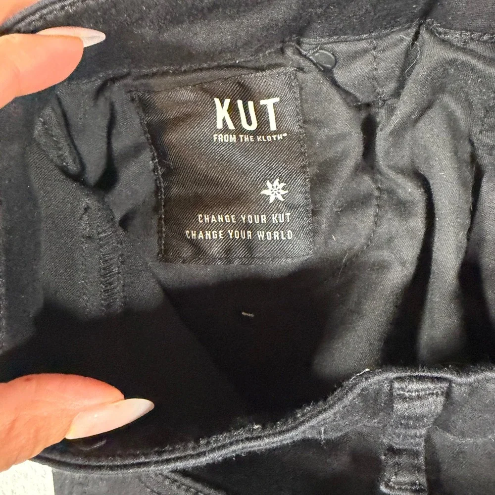 KUT from the Kloth Donna High Rise Fab Ab Ankle Skinny Black Jeans RawHem Size 8
